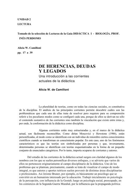 De herencias, deudas y legados. Una introducciÃ³n a las corrientes ...