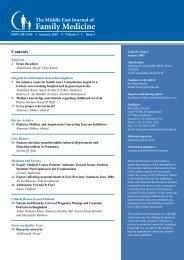 Contents - Middle East Journal of Family Medicine