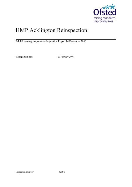 HMP Acklington Reinspection - Inside Time