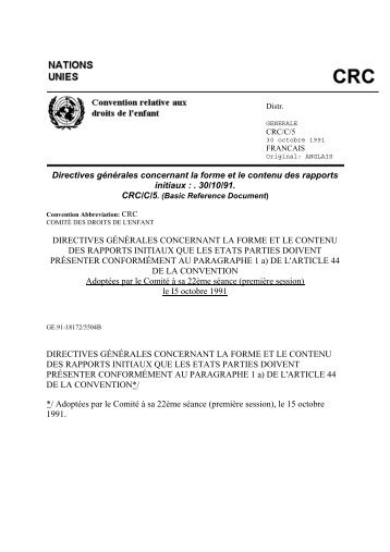Directives générales concernant la forme et le contenu des rapports ...
