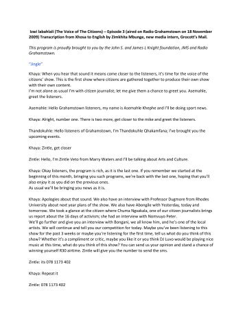 Download a PDF transcription (Xhosa to English) of ... - Grocott's Mail