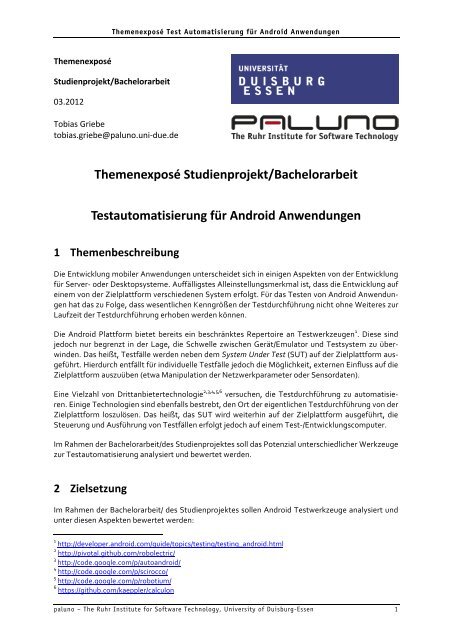 ThemenexposÃƒÂ© Studienprojekt/Bachelorarbeit Testautomatisierung ...