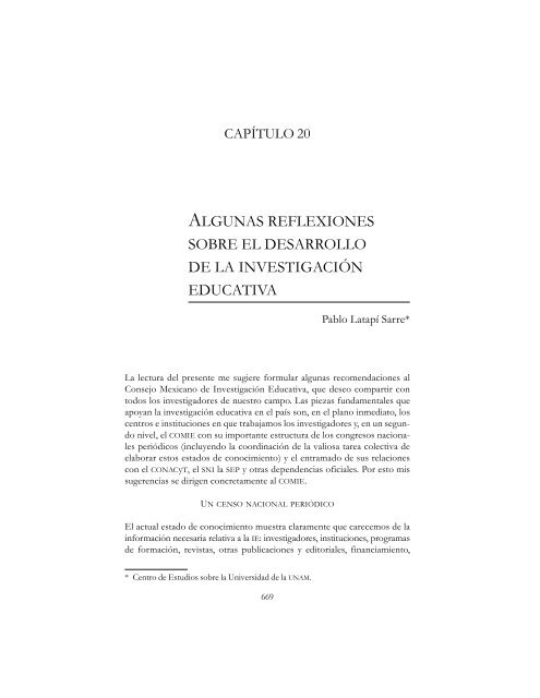 Texto completo - Consejo Mexicano de InvestigaciÃ³n Educativa, AC