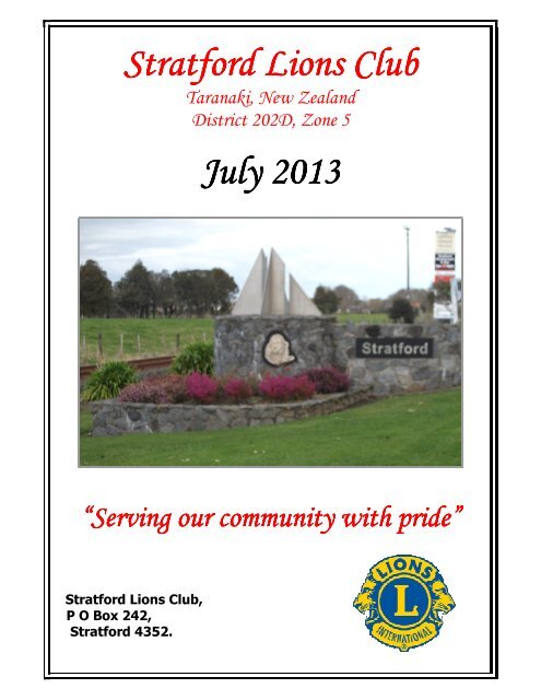 July 2013 Bulletin - Lions Clubs New Zealand