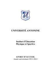 Livret EPS 2011-2012.pdf - UniversitÃ© Antonine