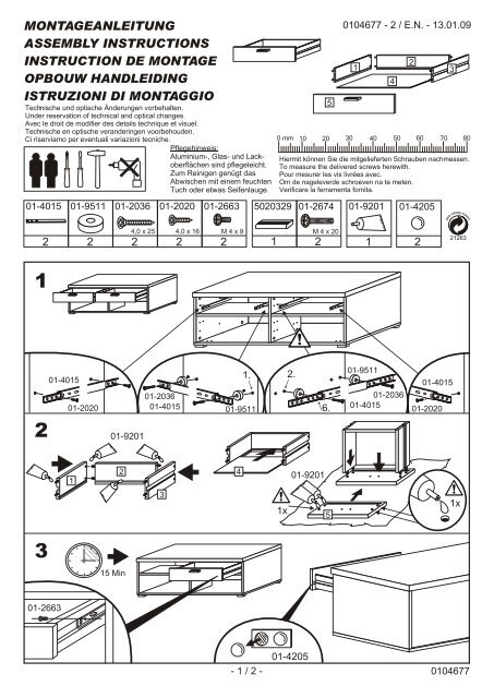 montageanleitung assembly instructions instruction de ... - fif Möbel