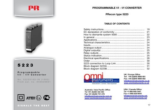 PROGRAMMABlE f/I - f/f CONVERTER PRecon ... - Omni Instruments
