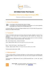 Informations pratiques - Formations intra-muros - Groupe URD