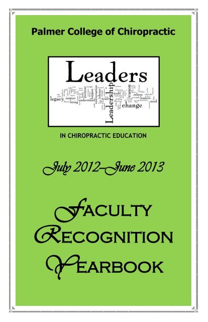 2012-2013 - Palmer College of Chiropractic, Intranet Home Page