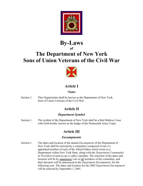 By-Laws - Sons of Union Veterans of the Civil War