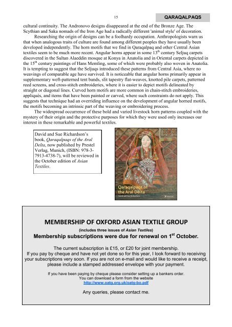 ASIAN TEXTILES - OATG. Oxford Asian Textile Group