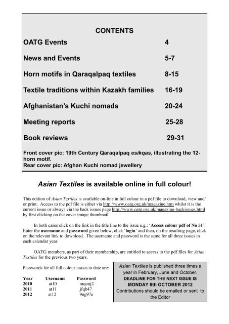 ASIAN TEXTILES - OATG. Oxford Asian Textile Group