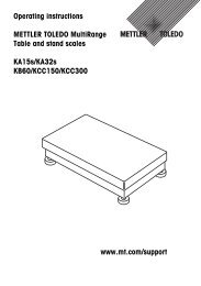 Operating instructions METTLER TOLEDO MultiRange Table and ...