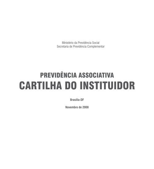 CARTILHA DO INSTITUIDOR - Ministério da Previdência Social