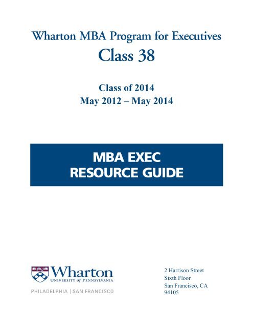 Resource Guilde Class 38_rev.indd - The Wharton School of the ...