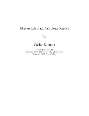 Mayan Life Path Astrology Report for Carlos Santana - Astrolabe