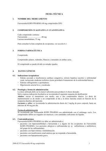 2008-02 FT Furosemida 40 mg comprimidos - KERN Pharma