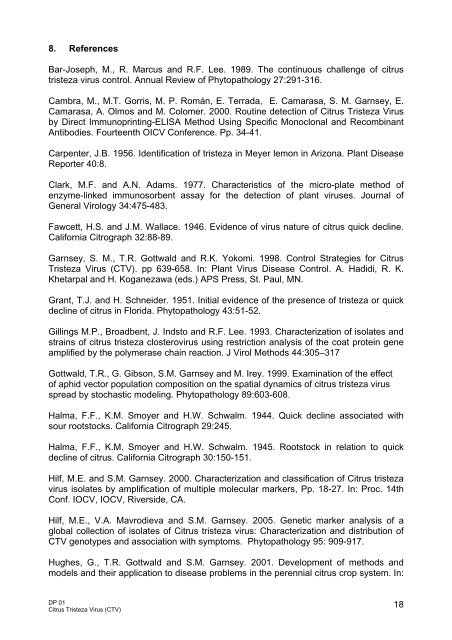 NAPPO DIAGNOSTIC PROTOCOLS DP 01 Citrus Tristeza Virus (CTV)