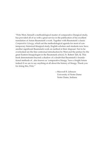 “Fritz West, himself a methodological master of ... - Liturgical Press