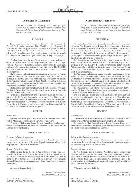 decret 49/2011 - Diari Oficial de la Comunitat Valenciana ...