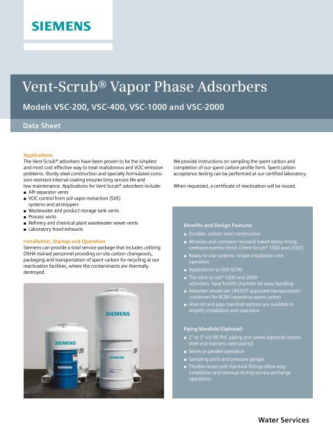 Vent-ScrubÃ‚Â® Vapor Phase Adsorbers - Siemens