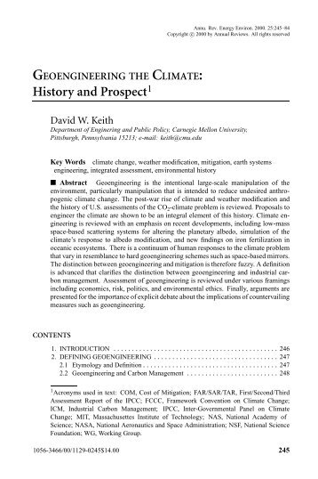 Geoengineering the climate history and prospect.pdf - David Keith