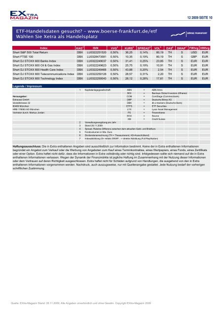 Die groÃe ETF Datenbank - EXtra-Magazin