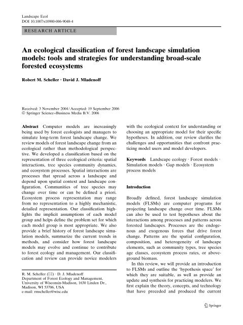 Scheller and Mladenoff (PDF) - Forest Landscape Ecology Lab ...