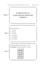 Slide 1 Az 2009 december 8-i Logika Feladatok MINTA ZH megoldÃ¡sa