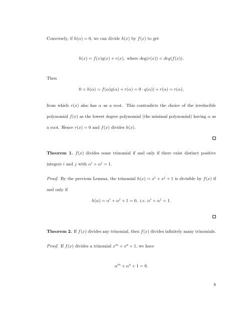 Irreducible Polynomials Which Divide Trinomials Over GF(2). - The ...