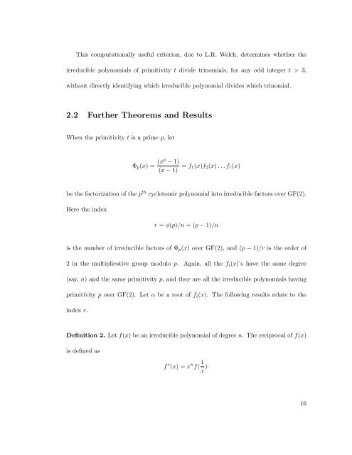 Irreducible Polynomials Which Divide Trinomials Over GF(2). - The ...