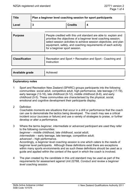 NZQA registered unit standard 22771 version 2 Page 1 of 4 Title ...