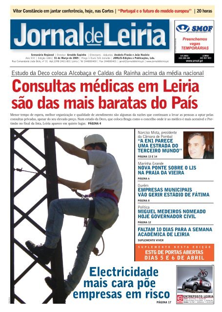 Consultas mÃ©dicas em Leiria sÃ£o das mais ... - Jornal de Leiria