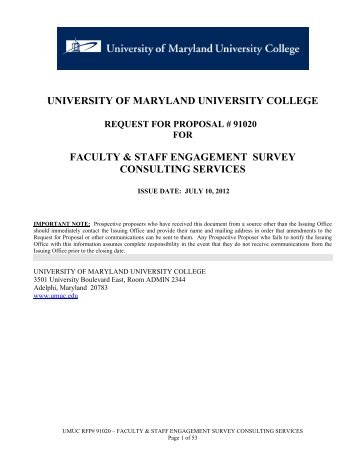 university of maryland university college faculty & staff engagement ...