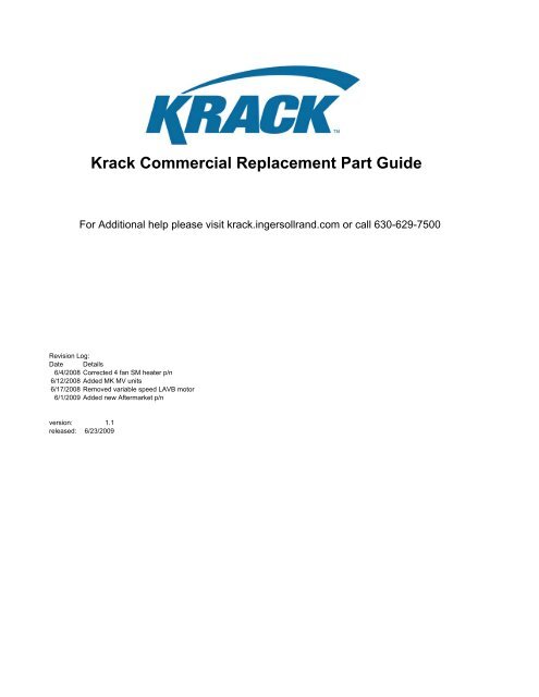 Krack commercial replacement part guide - icemeister.net
