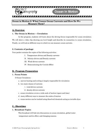 Ocean in Motion 2: What Causes Ocean Currents and How Do We ...