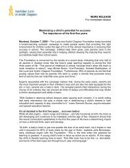 Press Release - Fondation Lucie et AndrÃ© Chagnon
