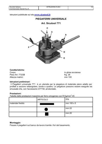 PIEGAFERRI UNIVERSALE Art. Sicutool 771