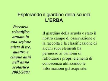 Esplorando il giardino della scuola L'ERBA - barbescuola