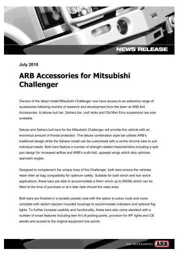 ARB Accessories for Mitsubishi Challenger