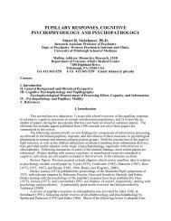 pupillary responses, cognitive psychophysiology and psychopathology