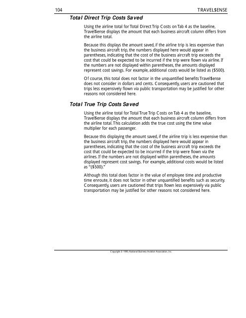 Travel$ense User's Guide (PDF, 139 MB) - NBAA