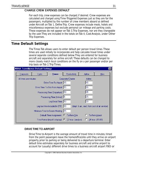 Travel$ense User's Guide (PDF, 139 MB) - NBAA