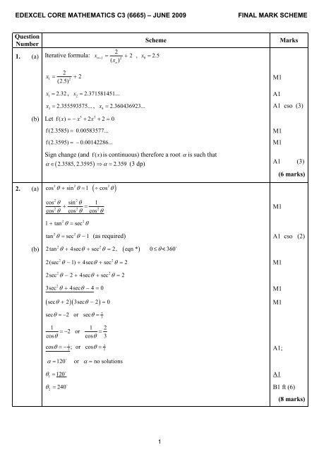 June 2009 Markscheme