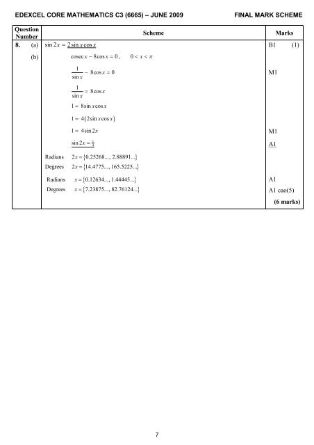 June 2009 Markscheme