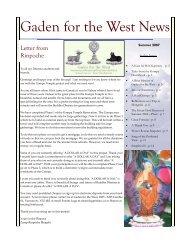 Newsletter - Gaden for the West