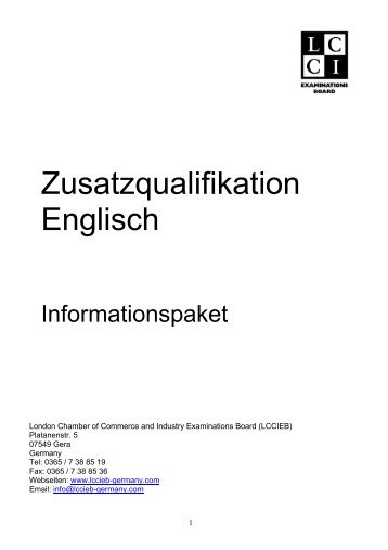 Zusatzqualifikation Englisch - LCCI