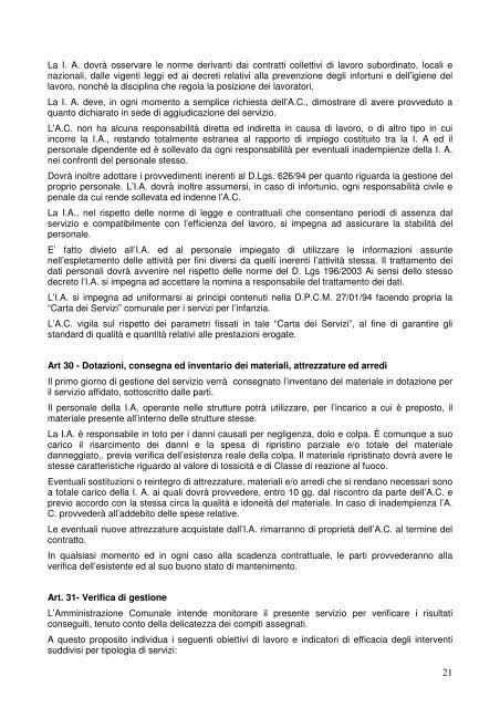 capitolato speciale d'appalto per l'affidamento gestione dei servizi ...