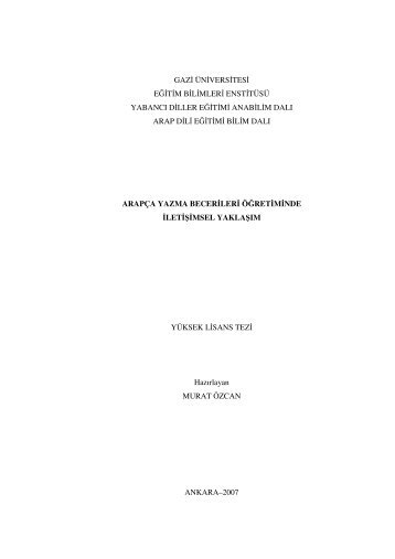 arapca yazma becerÄ±lerÄ± ogretÄ±mÄ±nde Ä±letÄ±sÄ±msel ... - gariban tavuk