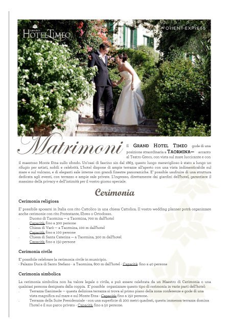 Grand Hotel Timeo - Wedding Factsheet 2012 - ita - by Orient-Express